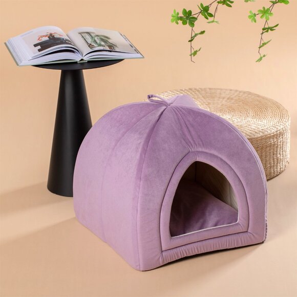 New Original Packaging - Large Cat Bed - Soft Cat Tent - Purple - 19x19 inches - Picture 6 of 7